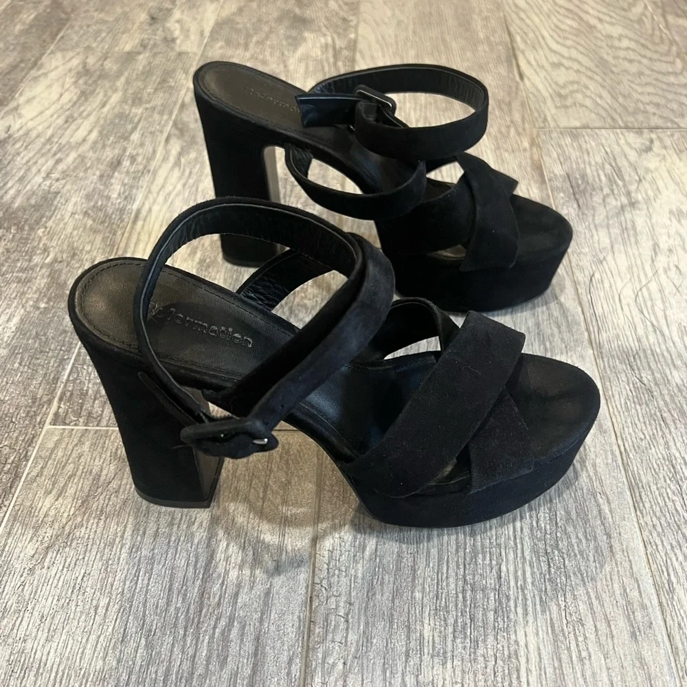 Reformation black Tatiana suede platform heels